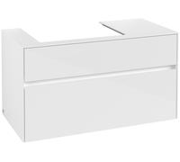 Villeroy & Boch Collaro Meuble sous-lavabo, suspendu, 2 tiroirs, lavabo à gauche, 1000x548x500mm, C01700DH, Couleur: Façade/carcasse : Blanc brillant, poignée : Blanc mat