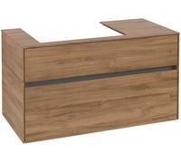 Villeroy & Boch Collaro Meuble sous-lavabo, suspendu, 2 tiroirs, lavabo à gauche, 1000x548x500mm, C01700RH, Couleur: Façade/carcasse : Chêne du Kansas, poignée : Graphite