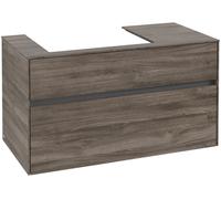 Villeroy & Boch Collaro Meuble sous-lavabo, suspendu, 2 tiroirs, lavabo à gauche, 1000x548x500mm, C01700RK, Couleur: Façade/carcasse : Chêne de pierre, Poignée : Graphite