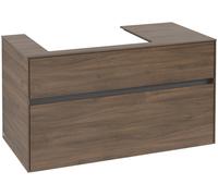 Villeroy & Boch Collaro Meuble sous-lavabo, suspendu, 2 tiroirs, lavabo à gauche, 1000x548x500mm, C01700VH, Couleur: Façade/carcasse : Chêne Arizona, poignée : Graphite