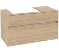 Villeroy & Boch Collaro Meuble sous-lavabo, suspendu, 2 tiroirs, lavabo à gauche, 1000x548x500mm, C01700VJ, Couleur: Carcasse/avant : Chêne nordique, poignée : Gris cachemire
