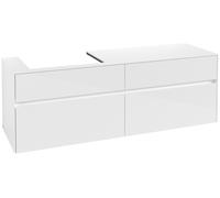 Villeroy & Boch Collaro Meuble sous-lavabo, suspendu, 4 tiroirs, lavabo à gauche, 1600x548x500mm, C02200DH, Couleur: Façade/carcasse : Blanc brillant, poignée : Blanc mat