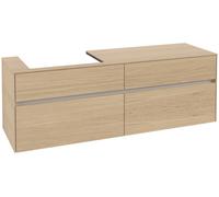 Villeroy & Boch Collaro Meuble sous-lavabo, suspendu, 4 tiroirs, lavabo à gauche, 1600x548x500mm, C02200VJ, Couleur: Carcasse/avant : Chêne nordique, poignée : Gris cachemire
