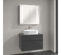Villeroy & Boch Collaro Vasque avec meuble sous-vasque Embrace, avec armoire de toilette My View 14, 4A195601+A95500FP+A4218000, My View 14