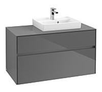 Villeroy & Boch Collaro Villeroy & Boch C01500FP 100x54.8x50cm, lavabo droit, Glossy Grey