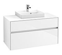 Villeroy & Boch Collaro Villeroy & Boch C01600DH 100x54.8x50cm, lavabo au milieu, Glossy White