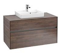 Villeroy & Boch Collaro - Meuble sous lavabo avec 2 tiroirs & 1 découpe centrale 1000 x 548 x 500mm arizona oak
