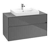 Villeroy & Boch Collaro Villeroy & Boch C01900FP 100x54.8x50cm, lavabo au milieu, Glossy Grey