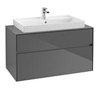 Villeroy & Boch Collaro Villeroy & Boch C02000FP 100x54.8x50cm, lavabo au milieu, Glossy Grey