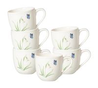 Villeroy & Boch Colourful Spring Lot de 6 tasses à moka/expresso 100 ml avec décor papillon et fleurs Décoration de Pâques Porcelaine de qualité supérieure Blanc/multicolore