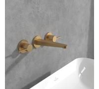 Villeroy und Boch Conum trois trous mitigeur lavabo TVW12700200076 sans garniture de vidange , montage mural, or brossé