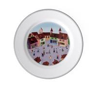 Villeroy & Boch Design Naif Assiette à dessert "Village", 21 cm, Porcelaine Premium, Blanc/Multicolore