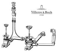 Villeroy & Boch Dispositif d'écoulement et de trop-plein pour CISTERNA 6702 avec commande excentrique / pièce de rechange / vanne