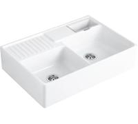 Villeroy und Boch double bac 632391KG poubelle, fonctionnement manuel, bac de repos, Blanche-Neige
