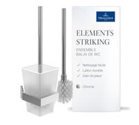 Villeroy & Boch - Ensemble brosse WC Elements Striking TVA15201700061, verre dépoli, chromé