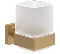 Villeroy & Boch Elements Striking Porte-Brosse à Dents en Verre satiné avec Support en Laiton, carré, doré brossé