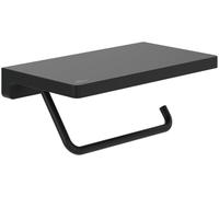 Villeroy & Boch Elements Striking Porte-Papier Toilette avec étagère, pour Montage Mural, en Laiton, carré, Noir Mat