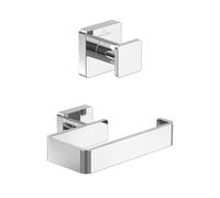 Villeroy & Boch Elements Striking set accessoires (2 en 1), carré - Chrome | Set composé d'un crochet pour serviettes, d'un porte-papier toilette sans couvercle