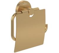 Villeroy & Boch Elements Tender Porte-Rouleau de Papier Toilette avec Couvercle, pour Montage Mural, en Zinc, Rond, doré brossé