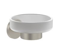 Porte-savon Villeroy & Boch Elements - Tender, porte-savon pour montage mural, porte-savon en verre satiné avec support en zinc, rond, nickelé brossé mat