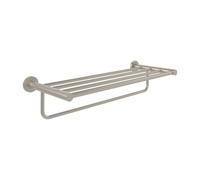 Porte-serviettes Villeroy & Boch Elements - Tender, porte-serviettes avec tablette pour montage mural, porte-serviettes avec barre porte-serviettes, longueur 595 mm, rond, nickelé brossé mat