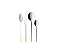 Villeroy & Boch - Ella ménagère 24 pièces, couverts exclusifs en acier inoxydable avec application de feuilles d'or pour 6 personnes, partiellement doré, adapté au lave-vaisselle