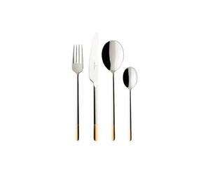 Villeroy & Boch - Ella ménagère 24 pièces, couverts exclusifs en acier inoxydable avec application de feuilles d'or pour 6 personnes, partiellement doré, adapté au lave-vaisselle
