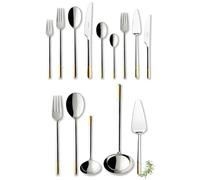 Villeroy & Boch - Ella partiellement doré Ménagère Couverts 113 Pièces, Garanti Lave-Vaisselle, Ensemble de Couverts de Table Complet, Set Élégant Inox, Acier Inoxydable