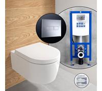 Villeroy & Boch Embrace Pack complet cuvette suspendue et bâti-support neeos,, 5C24R0R1+16601CR#SET,