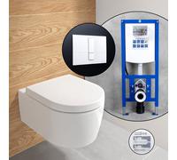 Villeroy & Boch Embrace Pack complet cuvette suspendue et bâti-support neeos,, 5C24R0R1+16791WH#SET,