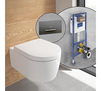 Villeroy & Boch Embrace WC suspendu, pack complet, avec bâti-support et plaque de déclenchement ViConnect 300S, 5C24R0R1+922169D8#SET,