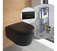 Villeroy & Boch Embrace WC suspendu, pack complet, avec bâti-support et plaque de déclenchement ViConnect 300S, 5C24R0R7+922169AN#SET,