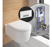 Villeroy & Boch Embrace WC suspendu, pack complet, avec bâti-support et plaque de déclenchement ViConnect 300S, 5C24R0R1+922169N5#SET,