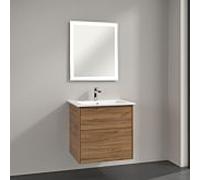 Villeroy & Boch Finero Badmöbel Set 65 cm Kansas Oak Waschtisch mit Waschtischunterschrank und Spiegel