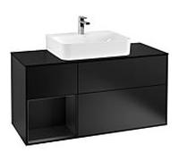 Villeroy & Boch Finion Élément bas F162PDPD 120cm, Black Matt Lacquer , avec étagère, avec éclairage