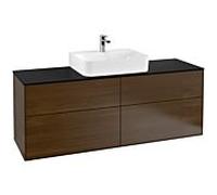 Meuble Pour Lavabo Encastrable Villeroy et Boch Finion Walnut Veneer/Glass Black F19200GN