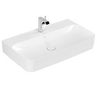 Villeroy & Boch Finion lavabo, sans trop-plein, 1 trou pour robinet, partie inférieure polie, 800x470mm, 41688LRW, Couleur: Blanc pierre CéramiquePlus