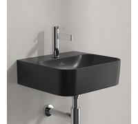 Villeroy & Boch Finion lave-mains, trop-plein invisible, 1 trou pour robinet, dessous poncé, 430x390mm, 43644CR7, Couleur: Noir pur CeramicPlus