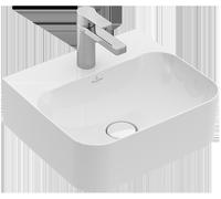 Villeroy & Boch Finion lave-mains, trop-plein caché, 1 trou pour robinet, 430x390mm, 436444R7, Couleur: Noir pur CeramicPlus