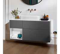 Villeroy et Boch Finion Villeroy et Boch G701MTGK 120x60,3x50,1cm, étagère à droite laqué blanc mat, anthracite mat
