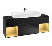 Villeroy & Boch Finion meuble sous-lavabo - 160x60.3cm - 4 tiroirs Black matt f212hfpd