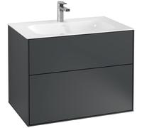 Villeroy & Boch Finion meuble sous lavabo, 2 tiroirs, avec éclairage, 796x591x498mm, G01000HG, Couleur: Laque mate bleu de minuit