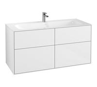 Villeroy & Boch Finion Meuble sous-lavabo - avec éclairage - 4 tiroirs à extraction - 1196 x 591 x 498 mm - Laque Blanc Brillant g05000gf