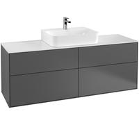 Villeroy & Boch Finion meuble sous lavabo, lavabo au centre, 1600x603x501mm, Glass White Matt, F19100HG, Couleur: Laque mate bleu de minuit