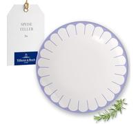 Villeroy & Boch - Fleur bleu assiette plate bleue, rés. lave-vaisselle/micro-ondes, ass. en porcel. pr plats principaux, grande assiette, vaisselle en céramique empilable, assiette, Porcelaine Premium