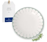 Villeroy & Boch - Fleur vert assiette plate verte, rés. lave-vaisselle/micro-ondes, ass. en porcel. pr plats principaux, grande assiette, vaisselle en céramique empilable, assiette, Porcelaine Premium