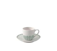 Villeroy & Boch - Fleur Vert Tasse à expresso avec soucoupe, 160 ml, petite tasse avec motif floral pour expresso ou moka, passe au lave-vaisselle et au micro-ondes, porcelaine de qualité supérieure