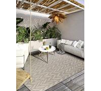 Villeroy & Boch Georgette Tapis d'intérieur et d'extérieur Moderne tissé à Plat - Effet très Profond - Certifié Öko-Tex - Résistant aux intempéries et aux UV - pour Balcon, terrasse, Jardin - Beige