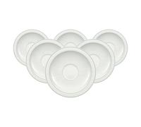 Villeroy & Boch Gray Pearl Lot de 6 soucoupes à cappuccino, Ø 18,5 cm, vaisselle de qualité supérieure avec ornements gris, porcelaine de qualité supérieure, passe au lave-vaisselle et au micro-ondes