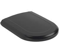 Villeroy & Boch Hommage Abattant de WC avec système d'abaissement automatique, siège de toilette amovible en Duroplast incassable, pièce de rechange ovale, noir pur, mat